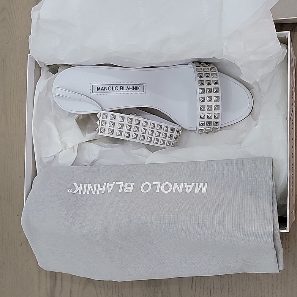 Manolo Blahnik Rocco Studded-Toe Sandal - Picture 8 of 16